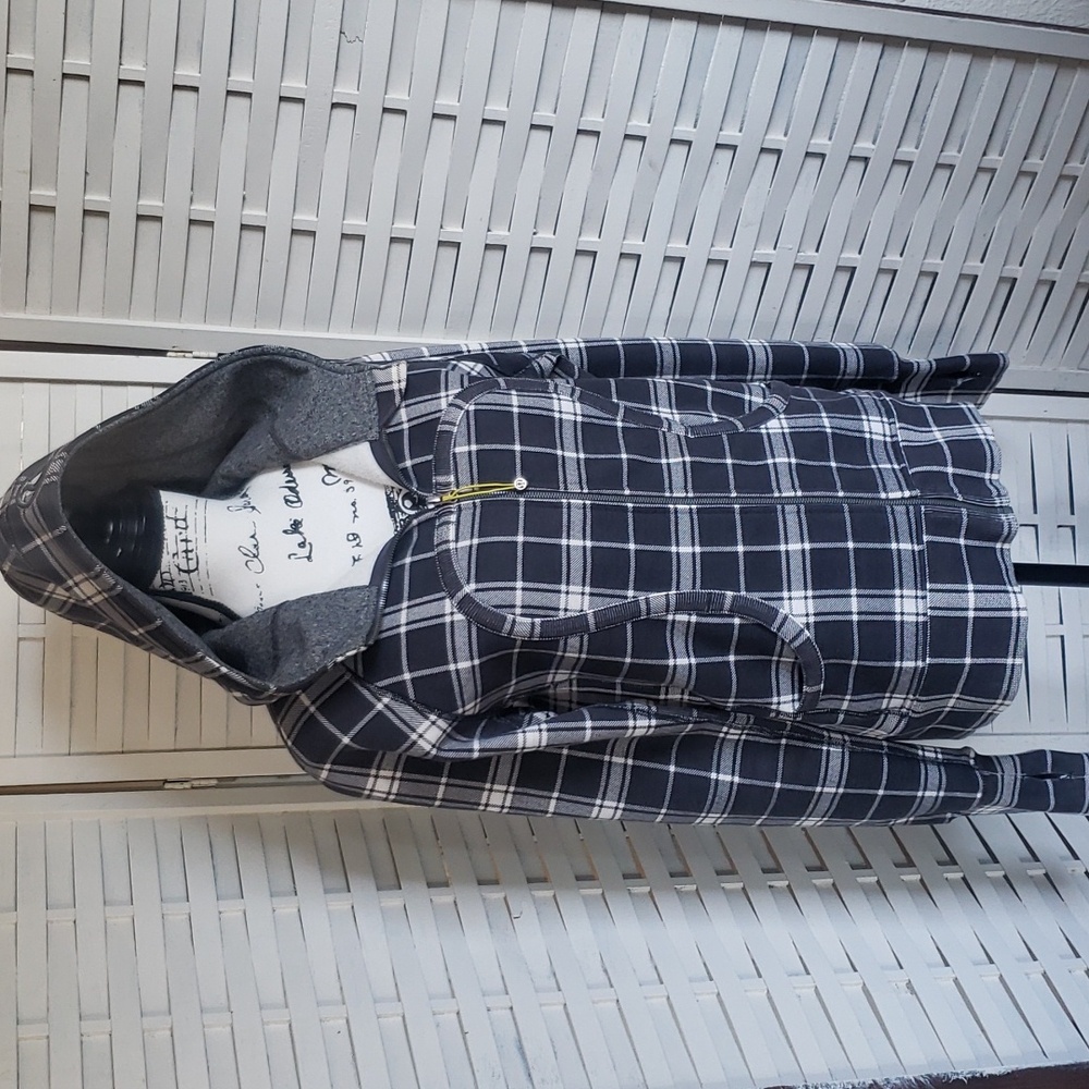 Lululemon ll Varsity full zip gray and white scuba women's hoodie size 12